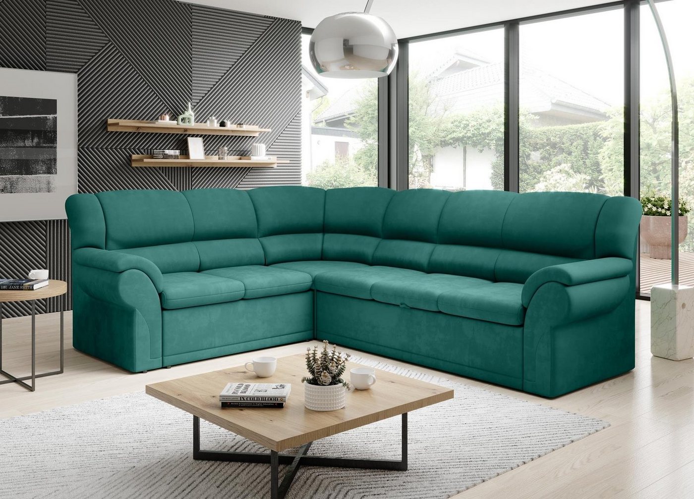 Furnix Ecksofa LEXY Sofa mit Schlaffunktion Bettkasten extra hoch 8 Farben, für Senioren geeignet, komfortable Rückenlehne von Furnix