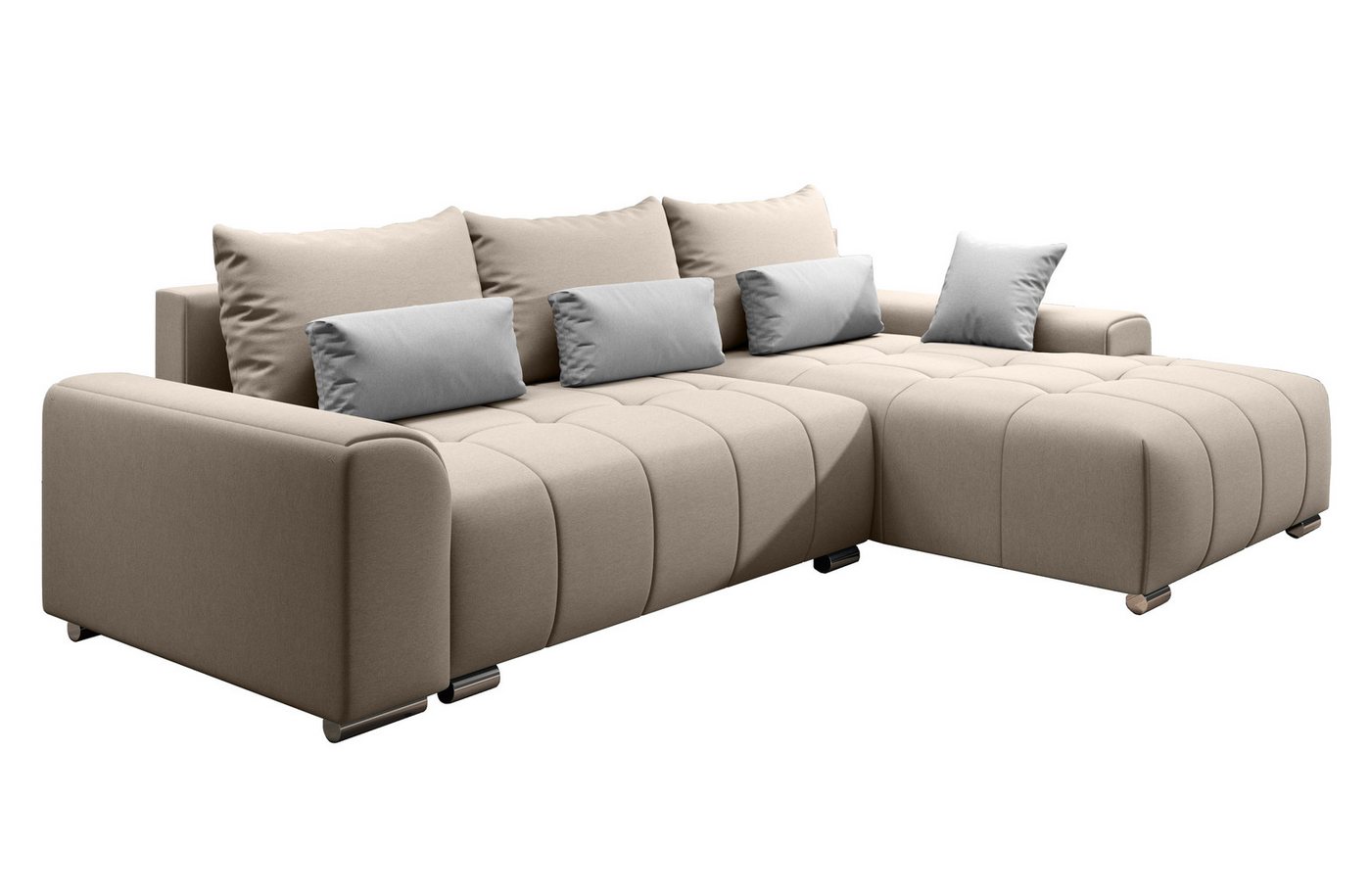 Furnix Ecksofa LORETA Sofa Schlafsofa Eck-Couch mit Schlaffunktion, Bettkasten, Liegefläche 145x205 cm, Made in EU von Furnix