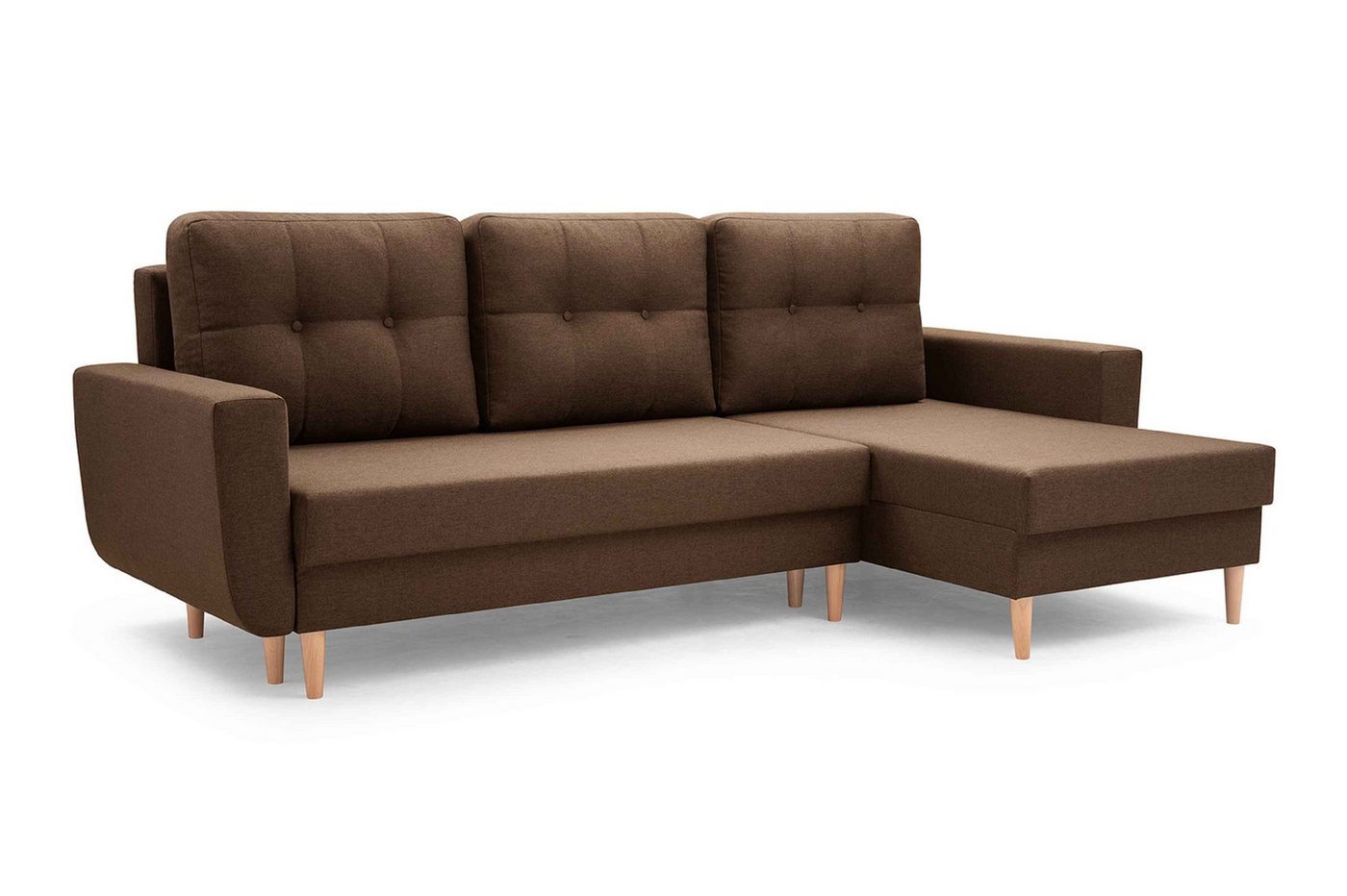 Furnix Ecksofa NEONIL elegante Polsterecke mit Schlaffunktion Bettkasten, Maße 230x89x140 cm, robust & pflegeleicht, Holzbeine von Furnix