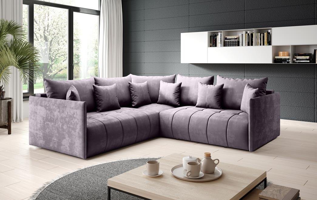 Furnix Ecksofa Polstercouch Schlafsofa in L-Form Bettkasten und Kissen, 231 x 231 x 83 cm, hochwertig, made in Europe von Furnix