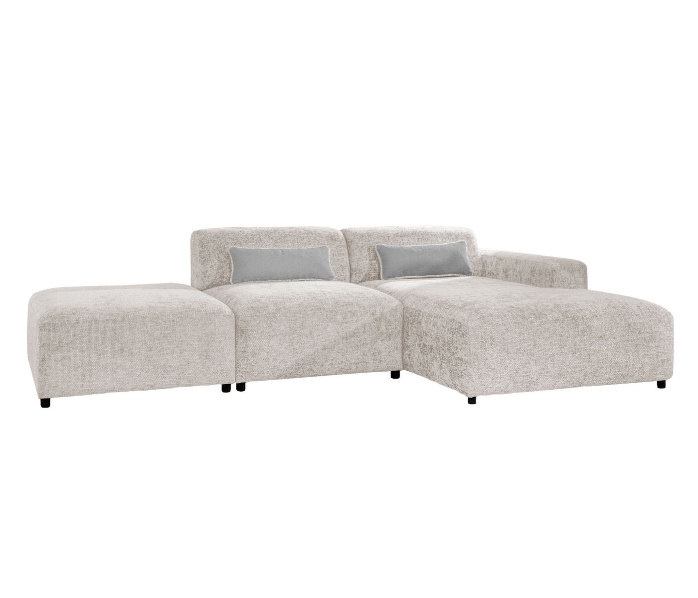 Furnix Ecksofa ROLIA POUFFE Polstercouch mit Ottomane und Zierkissen, hochwertiger Polsterstoff, 304x75x165 cm, Holzbeine von Furnix