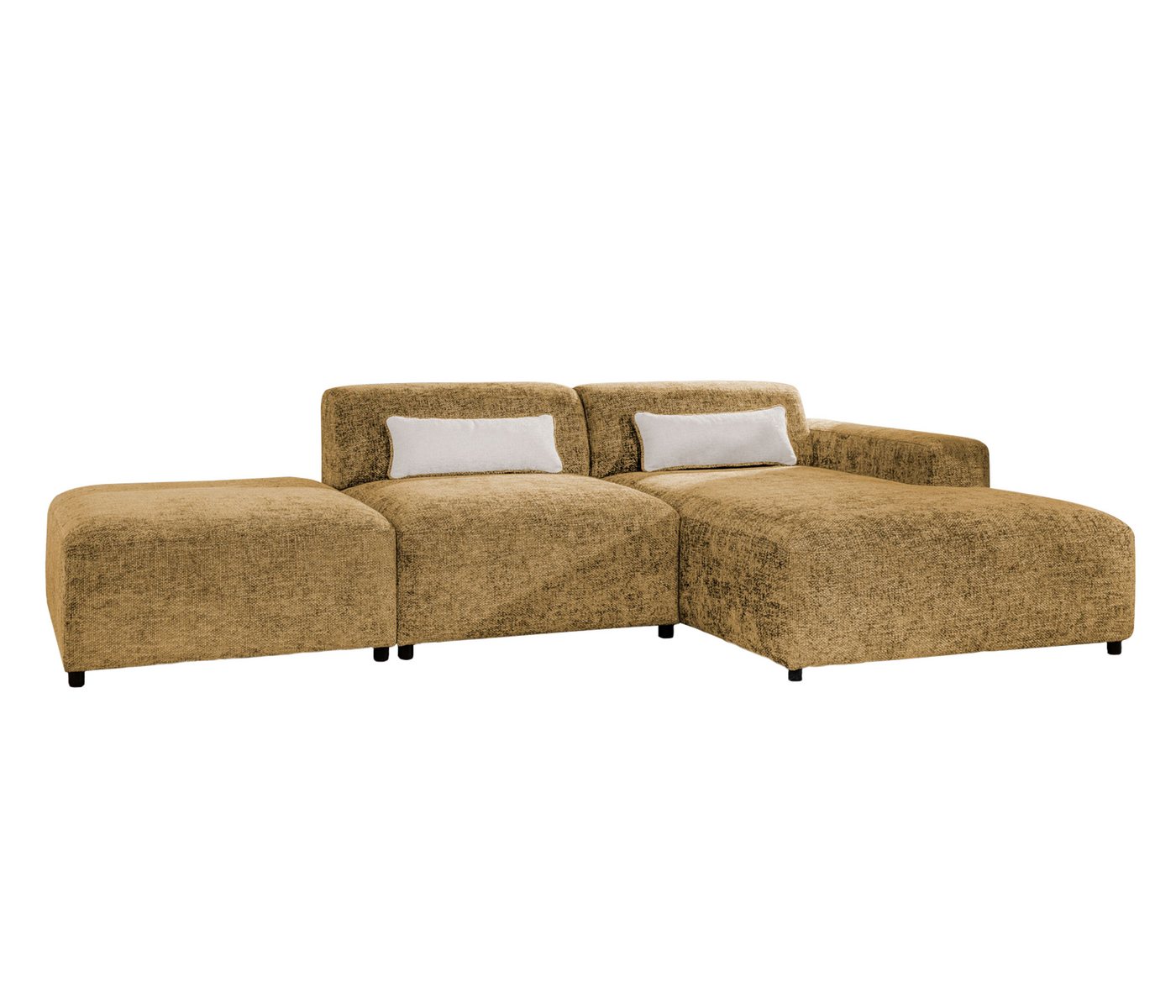 Furnix Ecksofa ROLIA POUFFE Polstercouch mit Ottomane und Zierkissen, hochwertiger Polsterstoff, 304x75x165 cm, Holzbeine von Furnix