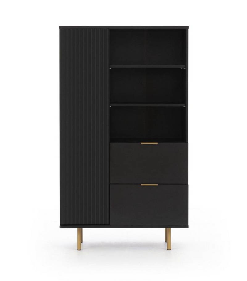 Furnix Highboard Nadija R1D2SZ Hochkommode mit 2 Schubladen und Metallfüßen von Furnix