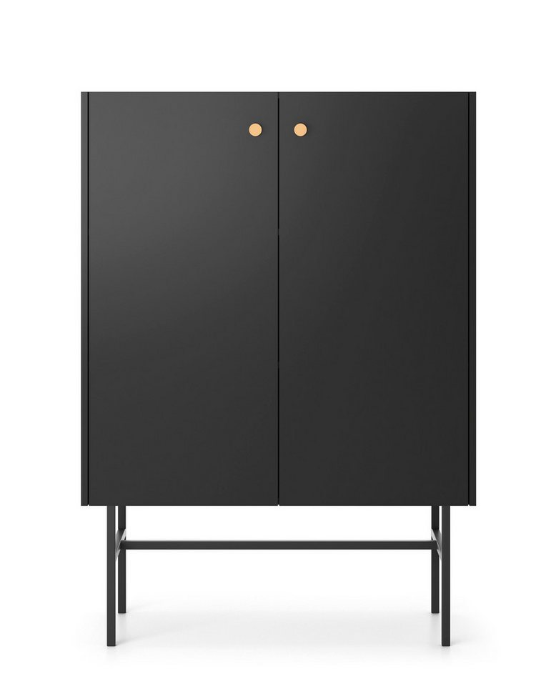 Furnix Highboard Taylie Hochschrank mit drei Fächern & Stellfüßen in Schwarz Auswahl, 3 goße Fächer, B93,2 x 131,7 x L39 cm von Furnix