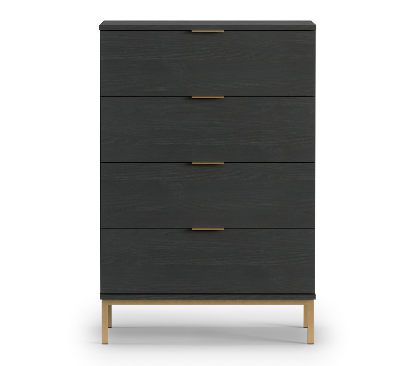 Furnix Hochkommode MALAGAS K4SZ Highboard mit4 Schubladen Marineblau oder Schwarz, B70 x H104,2 x T41 cm, Metallgestell in Altgoldoptik von Furnix