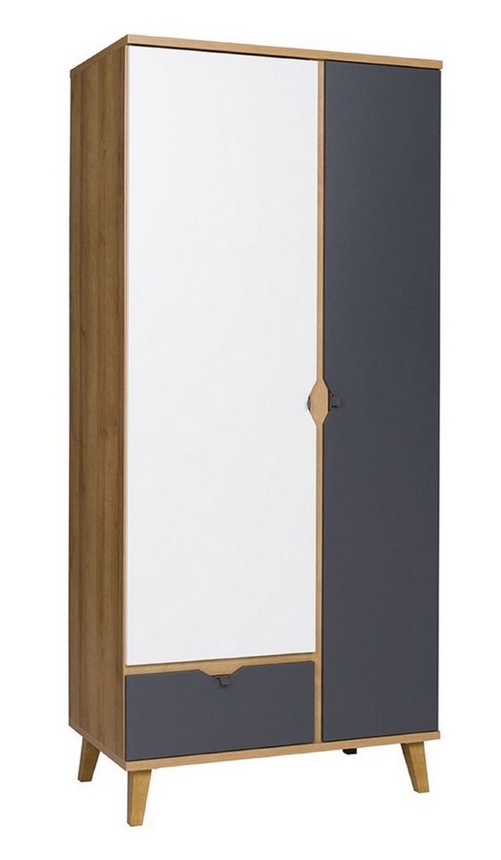 Furnix Kleiderschrank MEMIS 90 cm 2-türiger Garderoben oder Kleiderschrank Eiche Gold B90 x H200 x T52 cm von Furnix