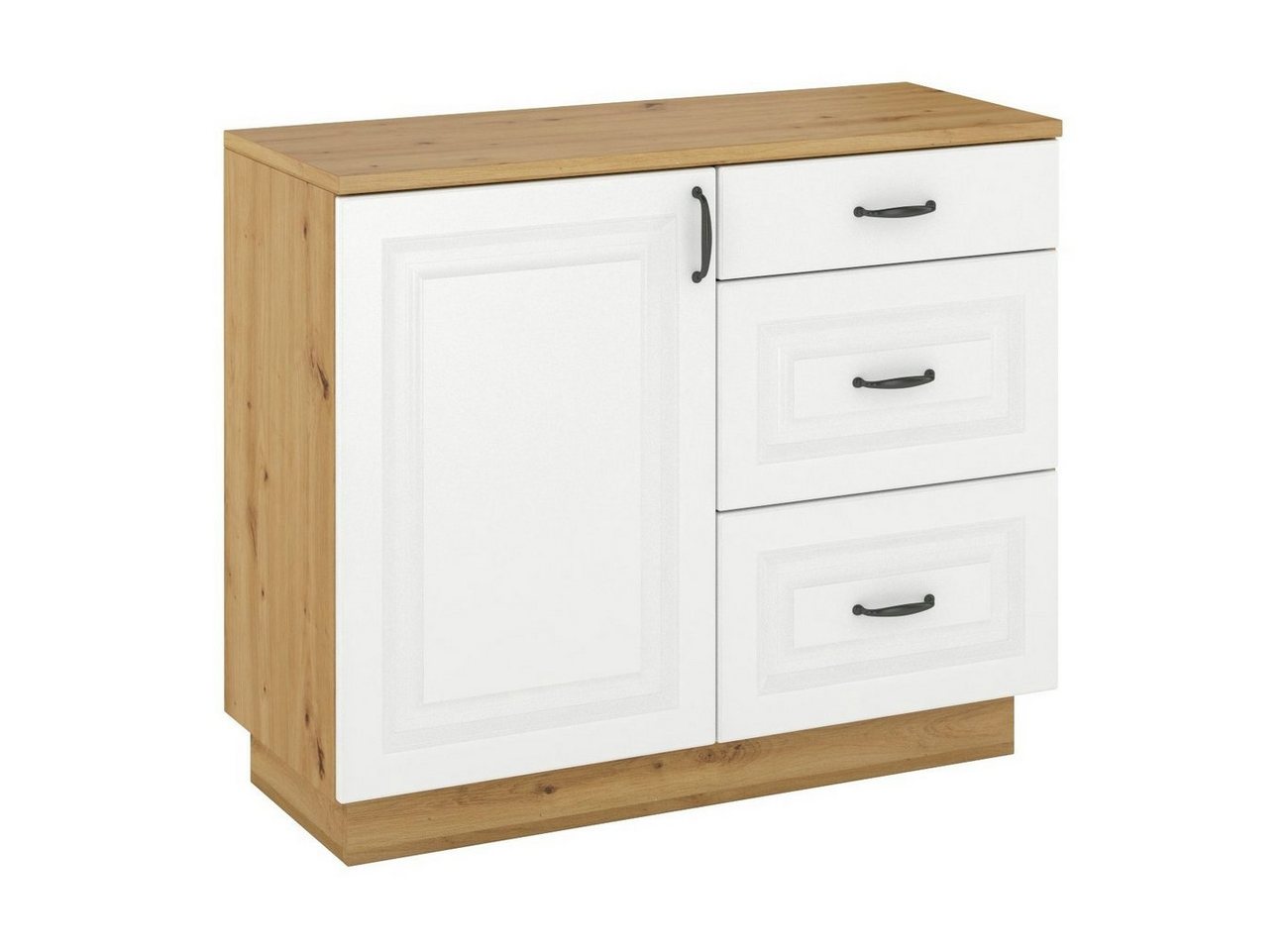 Furnix Kombikommode FLAMIS Wohnzimmer-Kommode mit 3 Schubladen und Tür, Sideboard, B100 x H84 x T50 cm von Furnix