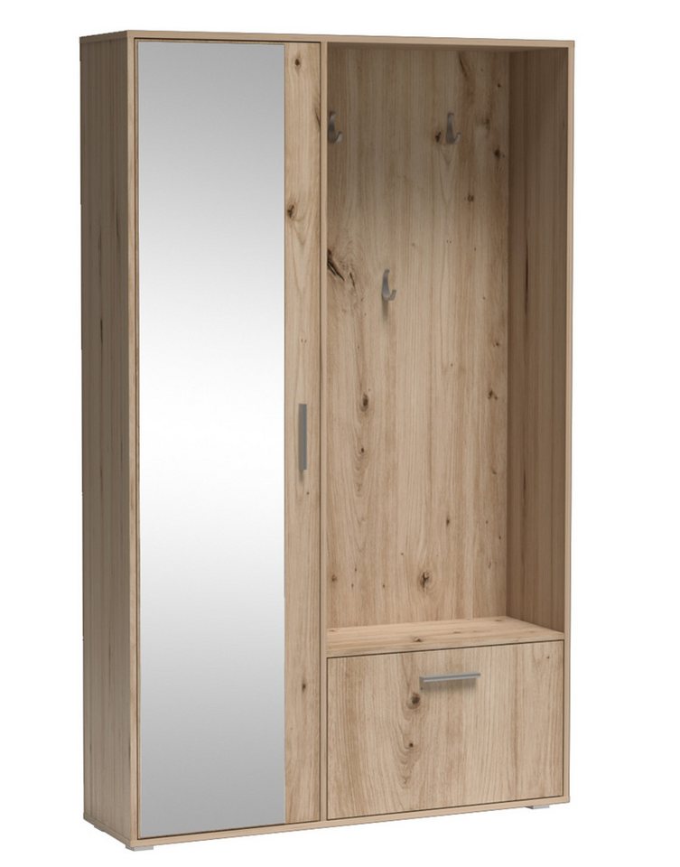 Furnix Kompaktgarderobe BISSY zeitlos und praktisch mit Garderobenschrank, Schuhschrank, Spiegel, Garderobenhaken von Furnix