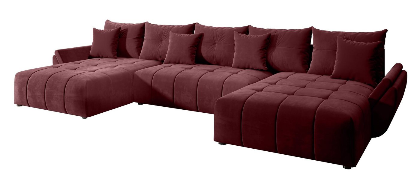 Furnix Schlafsofa CALVANI U Polstercouch in U-Form mit Bettkasten Kissen, 382 x 190 x 71/91 cm, hochwertig, made in Europe von Furnix