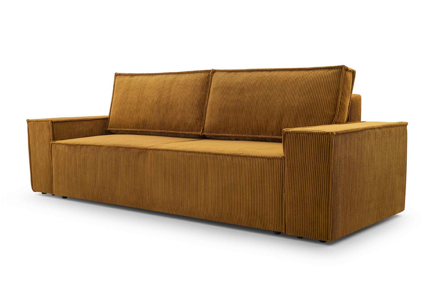 Furnix Schlafsofa MANGUSSI Polstersofa Couch mit Armlehnen und Bettkasten, Liegefläche 142x202 cm, Maße 202x92x94,5 cm, moderner Cord-Stoff von Furnix