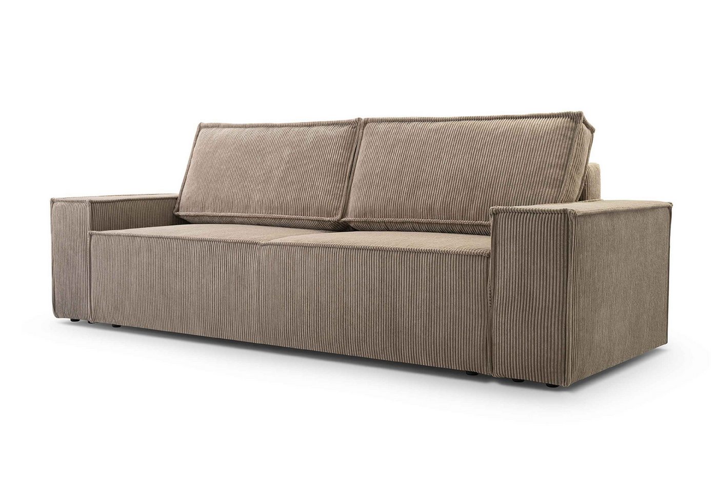 Furnix Schlafsofa MANGUSSI Polstersofa Couch mit Armlehnen und Bettkasten, Liegefläche 142x202 cm, Maße 202x92x94,5 cm, moderner Cord-Stoff von Furnix