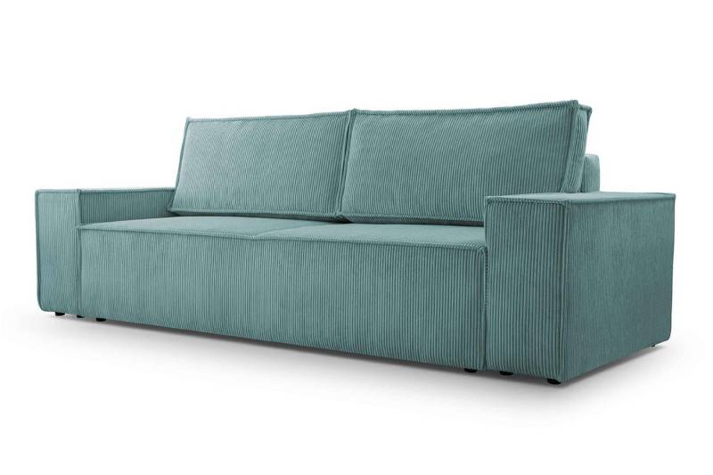 Furnix Schlafsofa MANGUSSI Polstersofa Couch mit Armlehnen und Bettkasten, Liegefläche 142x202 cm, Maße 202x92x94,5 cm, moderner Cord-Stoff von Furnix