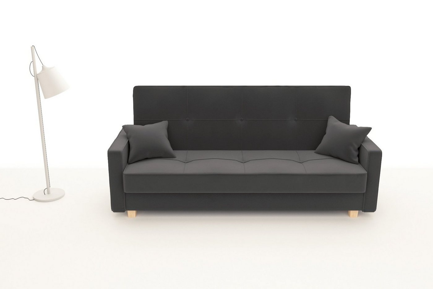 Furnix Schlafsofa MELOTTE Polstercouch mit Schlaffunktion & Bettkasten, Klick-Klick-Mechanik, B216 x H95 x T95 cm, Made in EU von Furnix