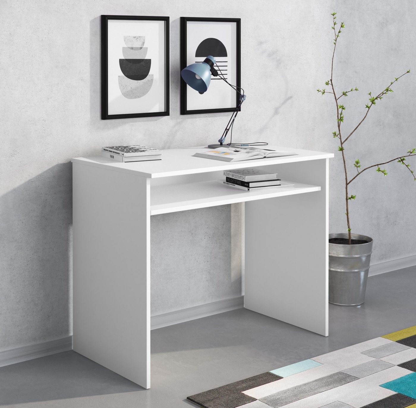 Furnix Schreibtisch 90x54 cm EURIA 09 Arbeitsplatz mit offenen Ablage Auswahl, Masse B90 x H74,5 x T54 cm, kompakt, ideal für kleine Räume von Furnix