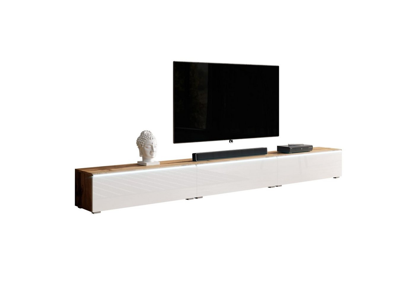 Furnix Sideboard BARGO Lowboard TV -Board /Schrank 300 cm (3 x 100 cm) ohne LED, viel Stauraum Dank 6 Fächern von Furnix