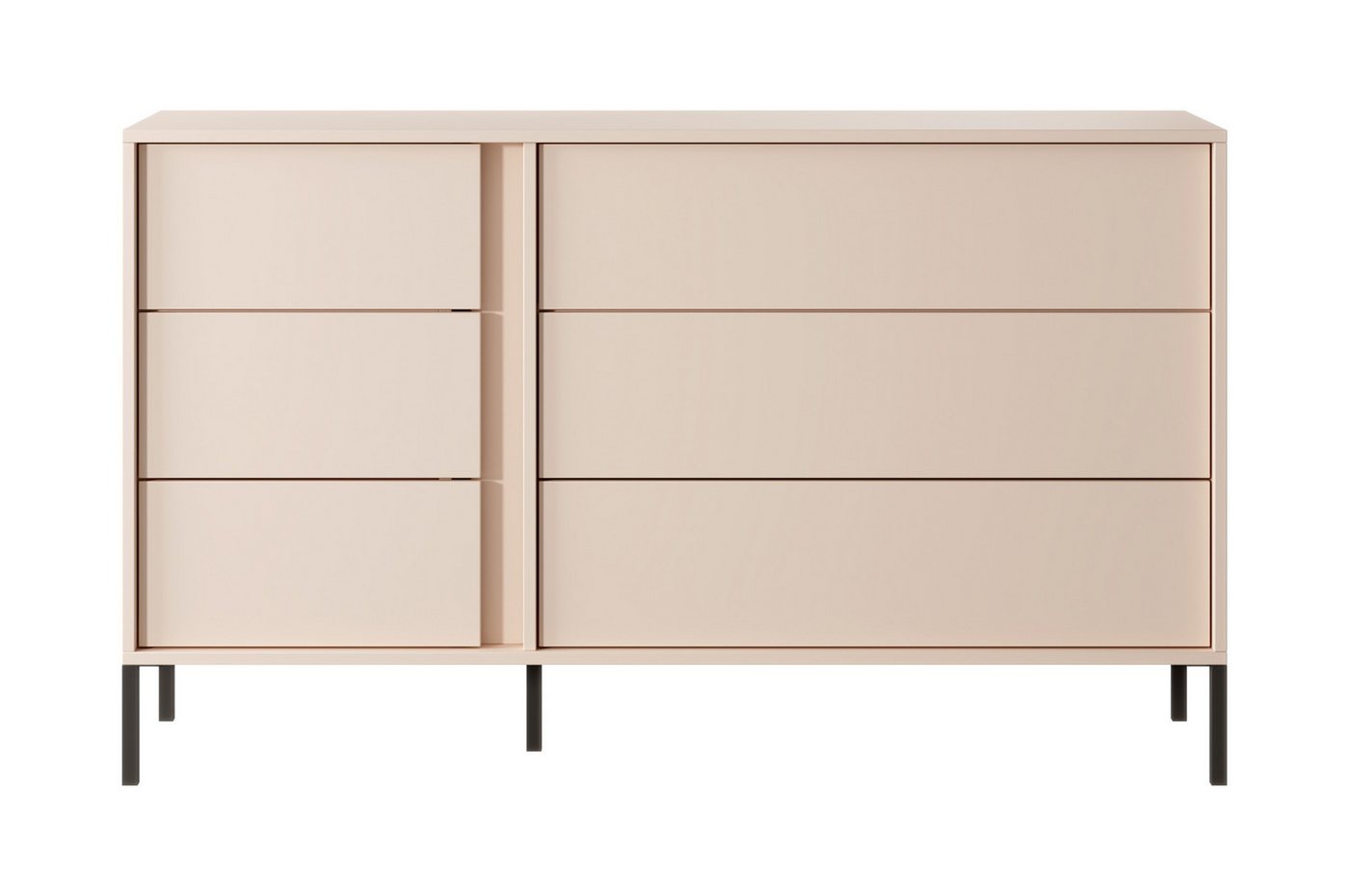 Furnix Sideboard DASTI 1386S Kommode mit schwarzen Metallfüßen, elegante Kommode, mit 6 Schubladen, B137,3 x H81,4 x T39,5 cm, Made in Europe von Furnix