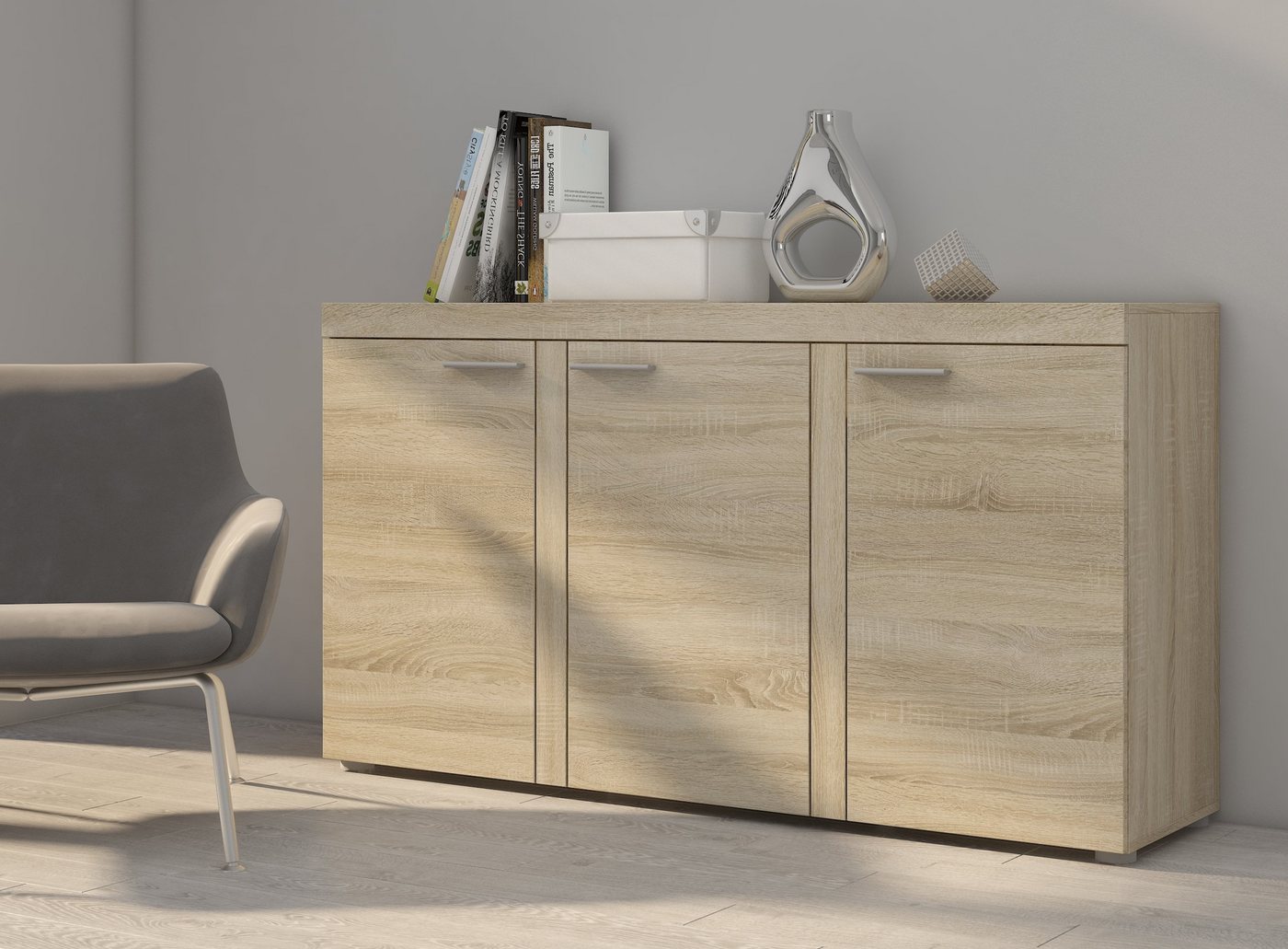 Furnix Sideboard RIVAY 3F Anrichte Kommode 3F, Breite 148,8 cm, Höhe 82 cm, Tiefe 40,3 cm, Mit 3 Türen von Furnix