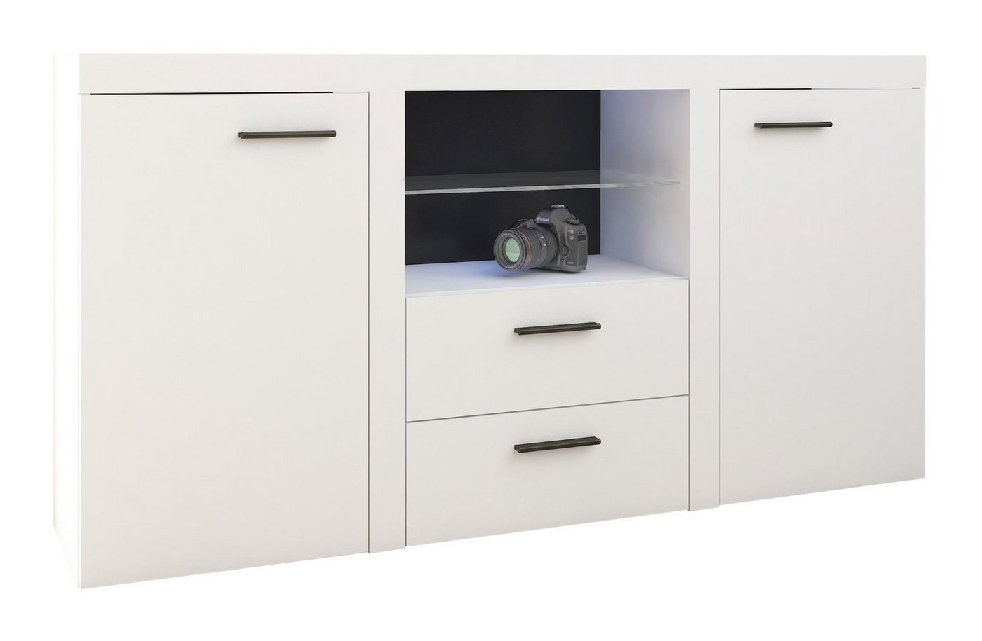 Furnix Sideboard RIVAY mit Glasvitrine 2F2S B156,4 cm klassisch, Breite 156,4 cm, Höhe 82 cm, Tiefe 40,3 cm von Furnix