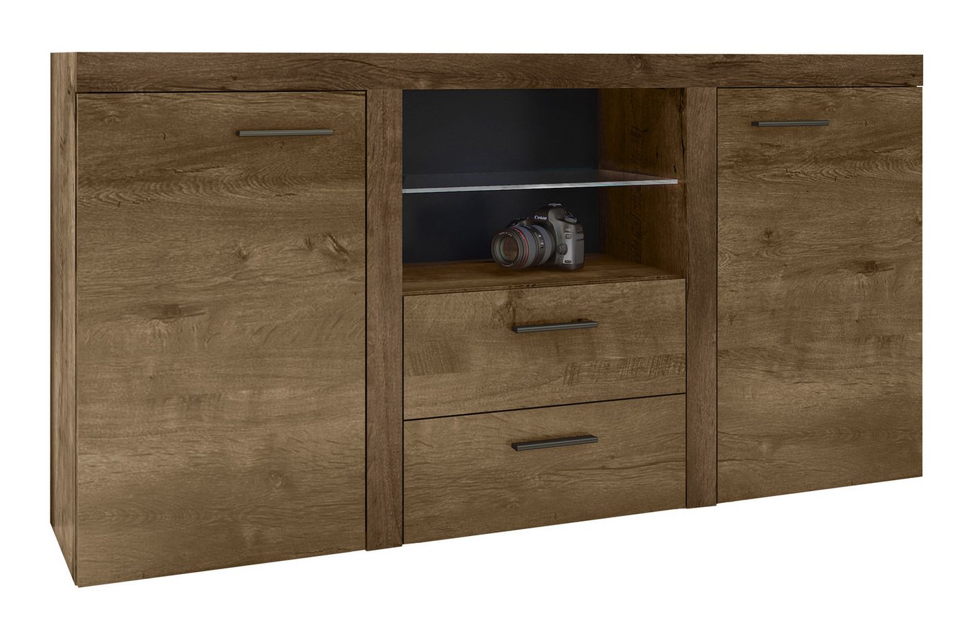 Furnix Sideboard RIVAY mit Glasvitrine 2F2S B156,4 cm klassisch, Breite 156,4 cm, Höhe 82 cm, Tiefe 40,3 cm von Furnix