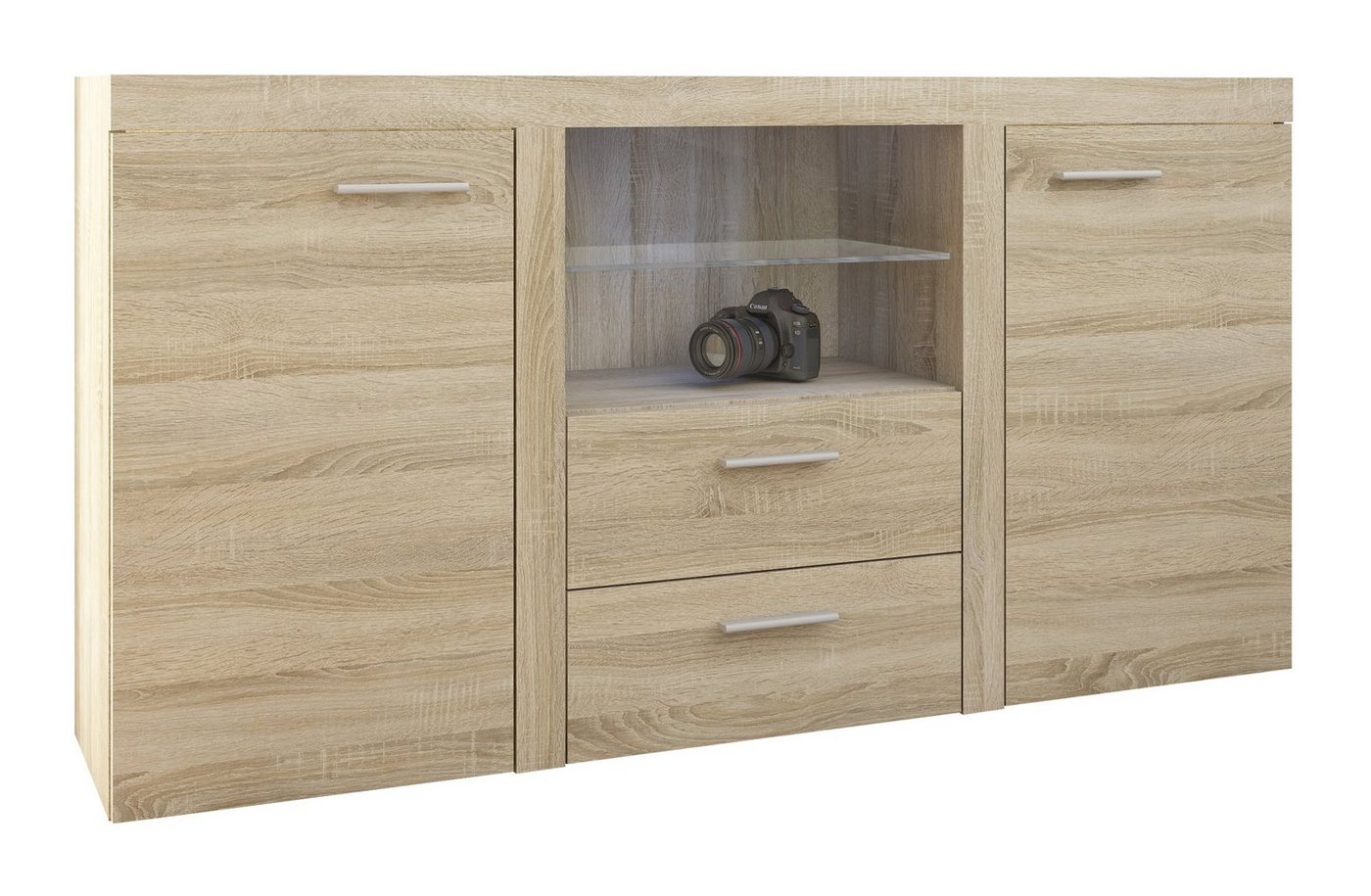 Furnix Sideboard RIVAY mit Glasvitrine 2F2S B156,4 cm klassisch, Breite 156,4 cm, Höhe 82 cm, Tiefe 40,3 cm von Furnix