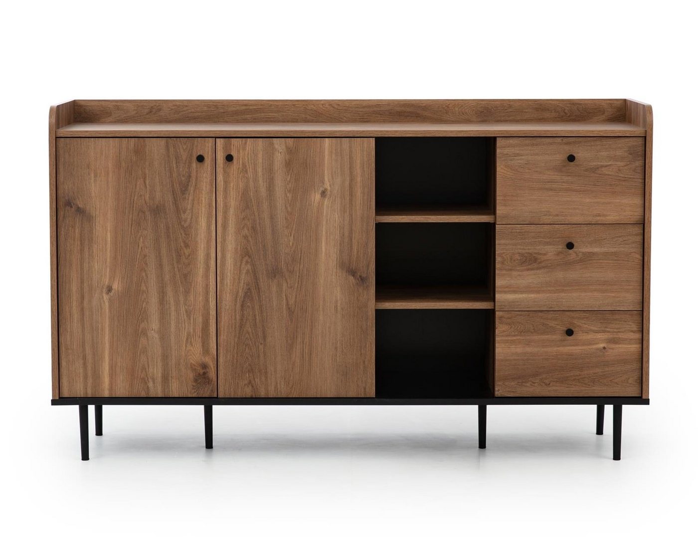 Furnix Sideboard VASINIE mit Ablagen Schubladen und Türen in Brandy-Castello-Holz, B150 x H90 x T45 cm, Schubladen, Türen mit Soft-Close Funktion von Furnix