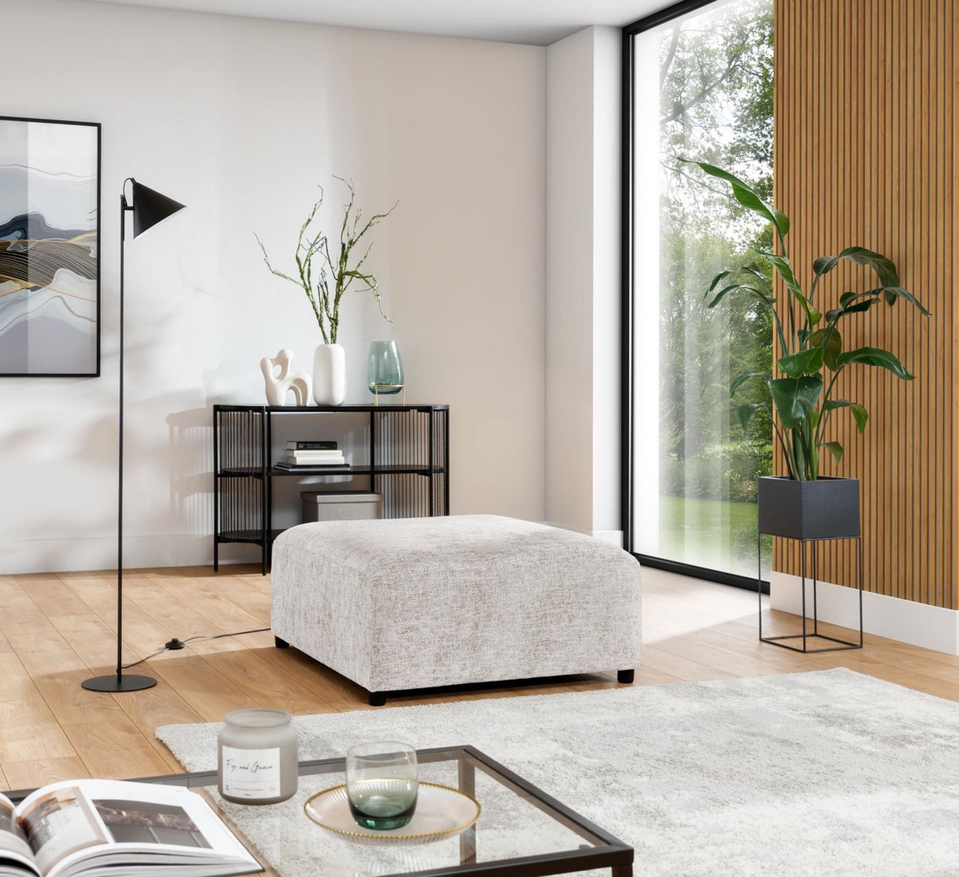 Furnix Sitzbank ROLIA moderne Pouffe fürs Wohnzimmer passend zur Polster-Serie, 100x50x91 cm, hochwertiger Chenille-Bezug, Massivholzbeine von Furnix