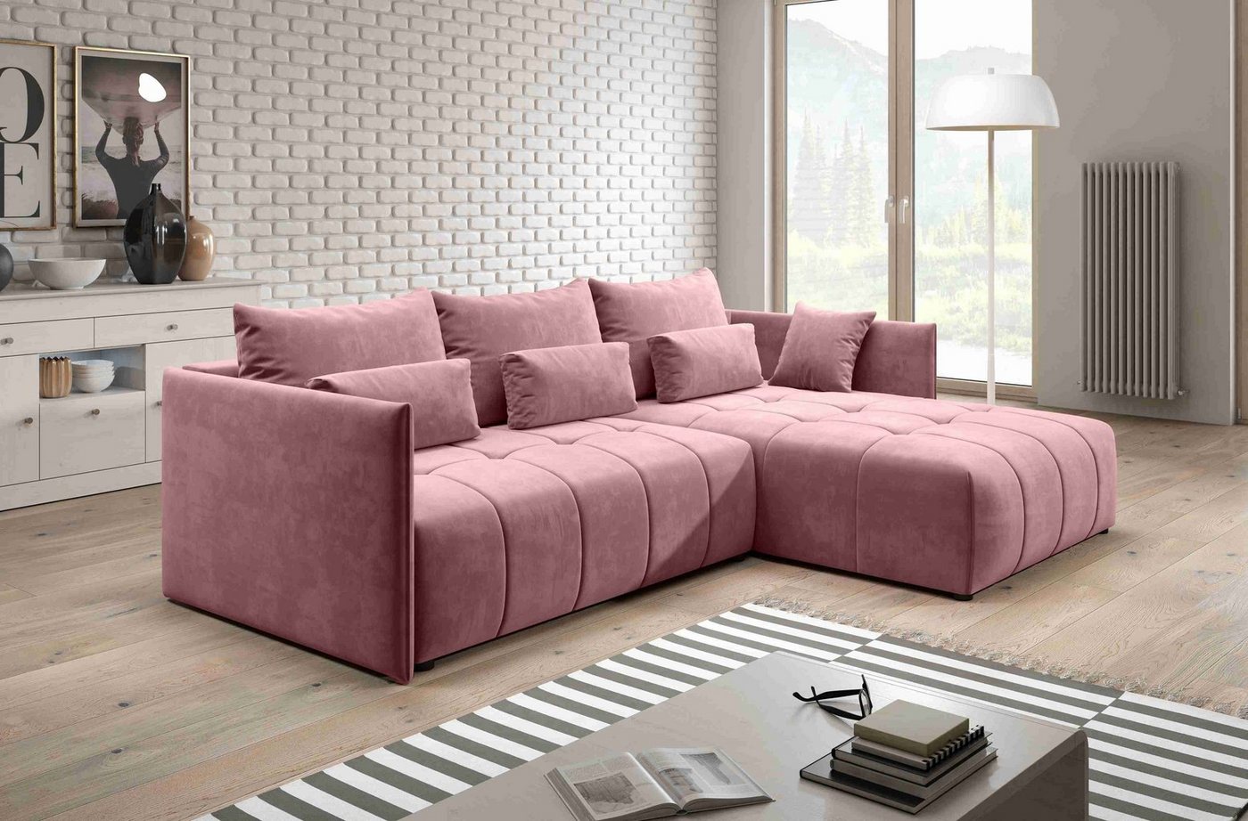 Furnix Sofa Aliicia Couch ausziehbar mit Bettkasten Kissen Schlafsofa 12 Farben, pflegeleichte hochwertige Stoffe mit Lotuseffekt von Furnix
