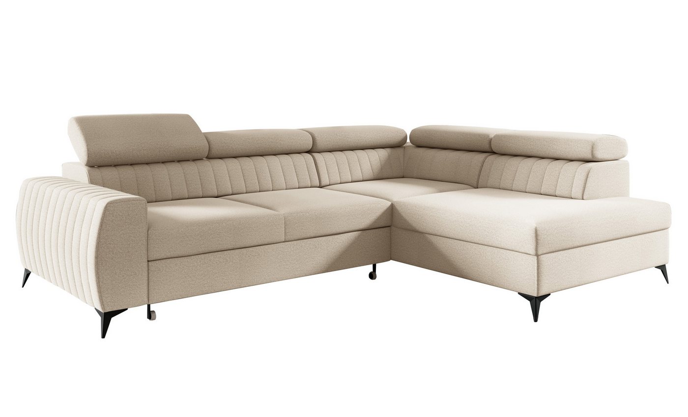 Furnix Sofa Ecksofa MEGGIE Polstercouch mit Schlaffunktion Bettkasten Auswahl, Maße: B270 x H95 x T200 cm, Liegefläche: 130 x 204 cm von Furnix