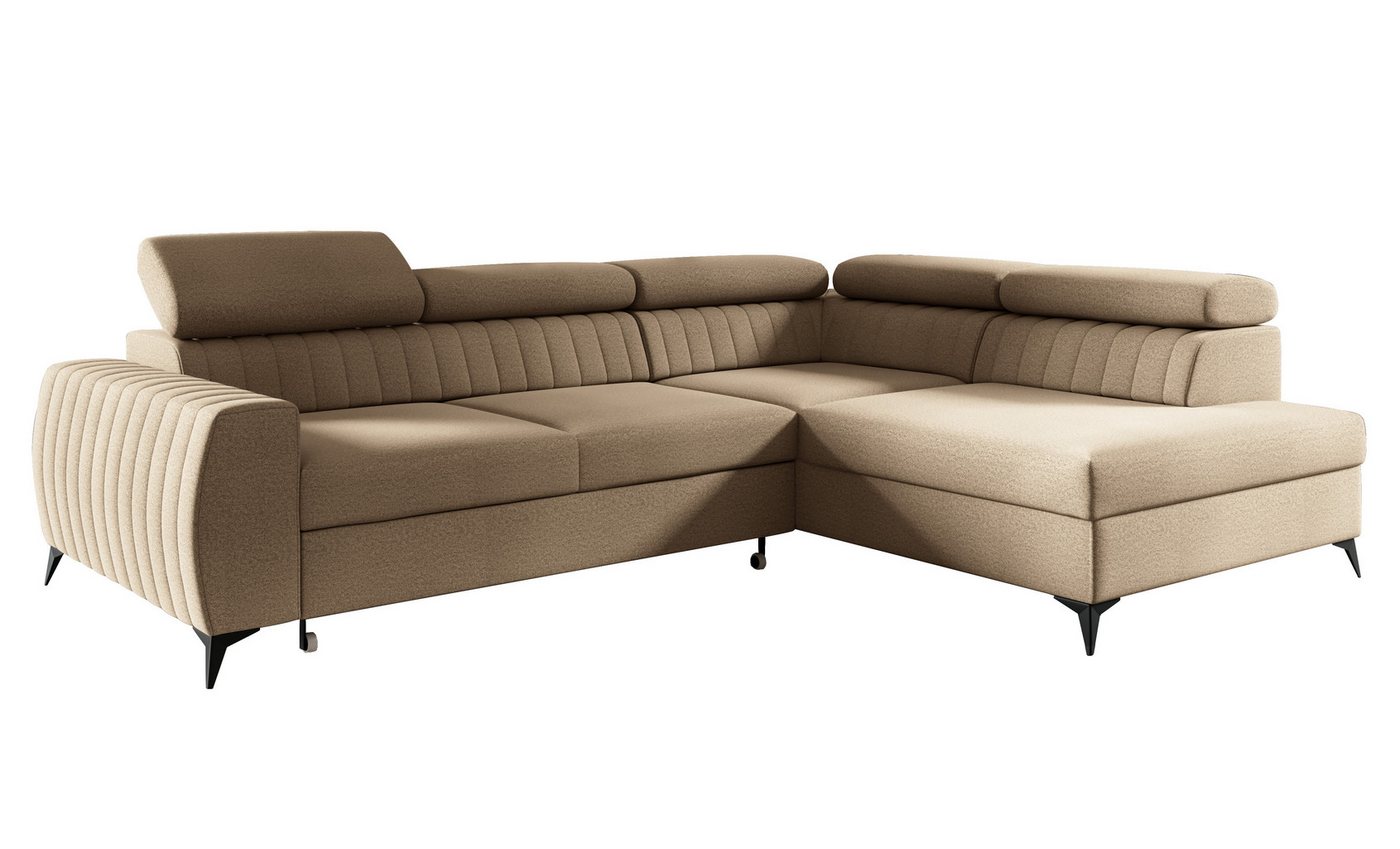 Furnix Sofa Ecksofa MEGGIE Polstercouch mit Schlaffunktion Bettkasten Auswahl, Maße: B270 x H95 x T200 cm, Liegefläche: 130 x 204 cm von Furnix