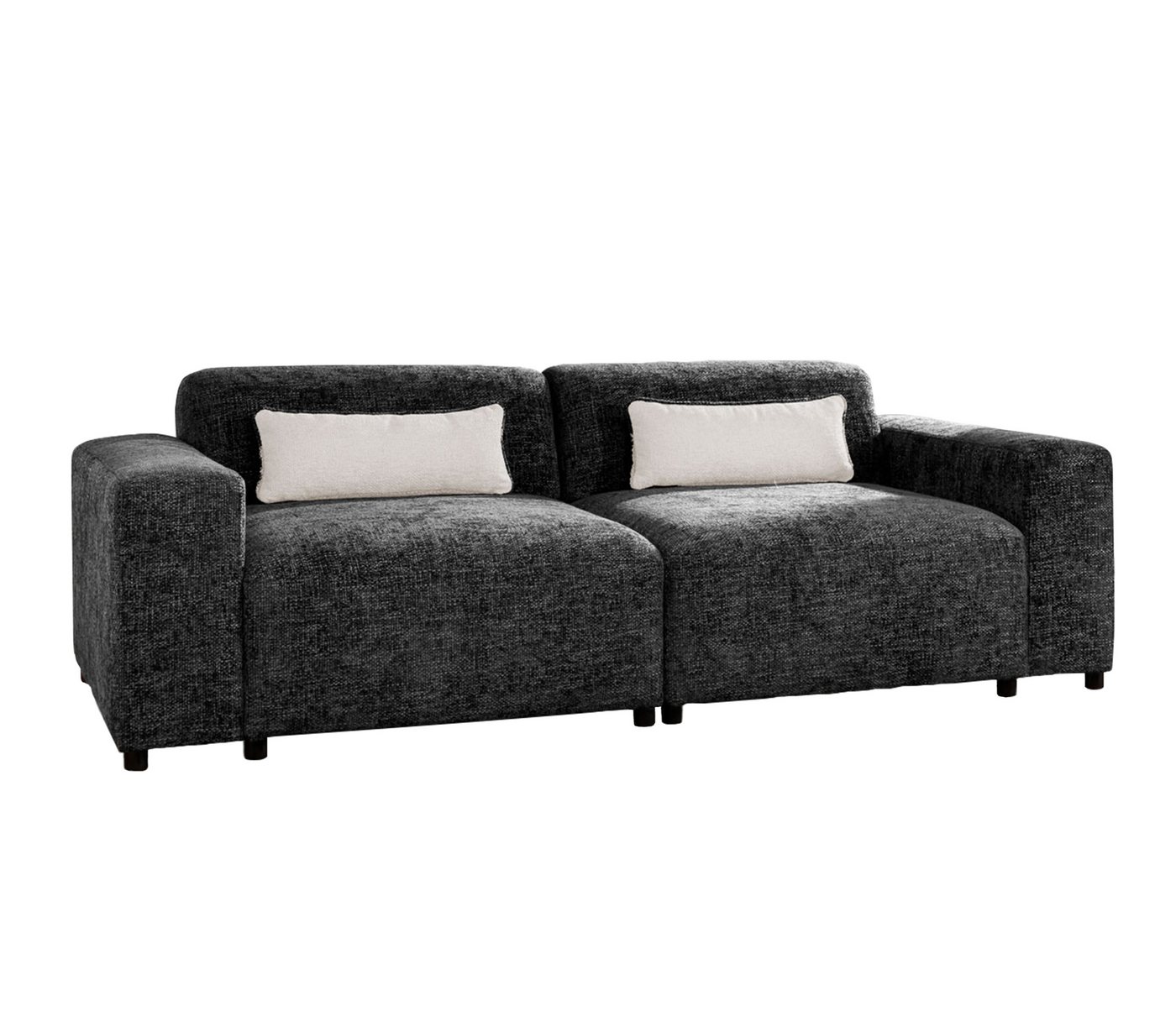 Furnix Sofa ROLIA 2-Sitzer Polstercouch für zwei Personen mit Zierkissen, Massivholz-Beine, 236x75x98 cm, hochwertiger Bezug von Furnix