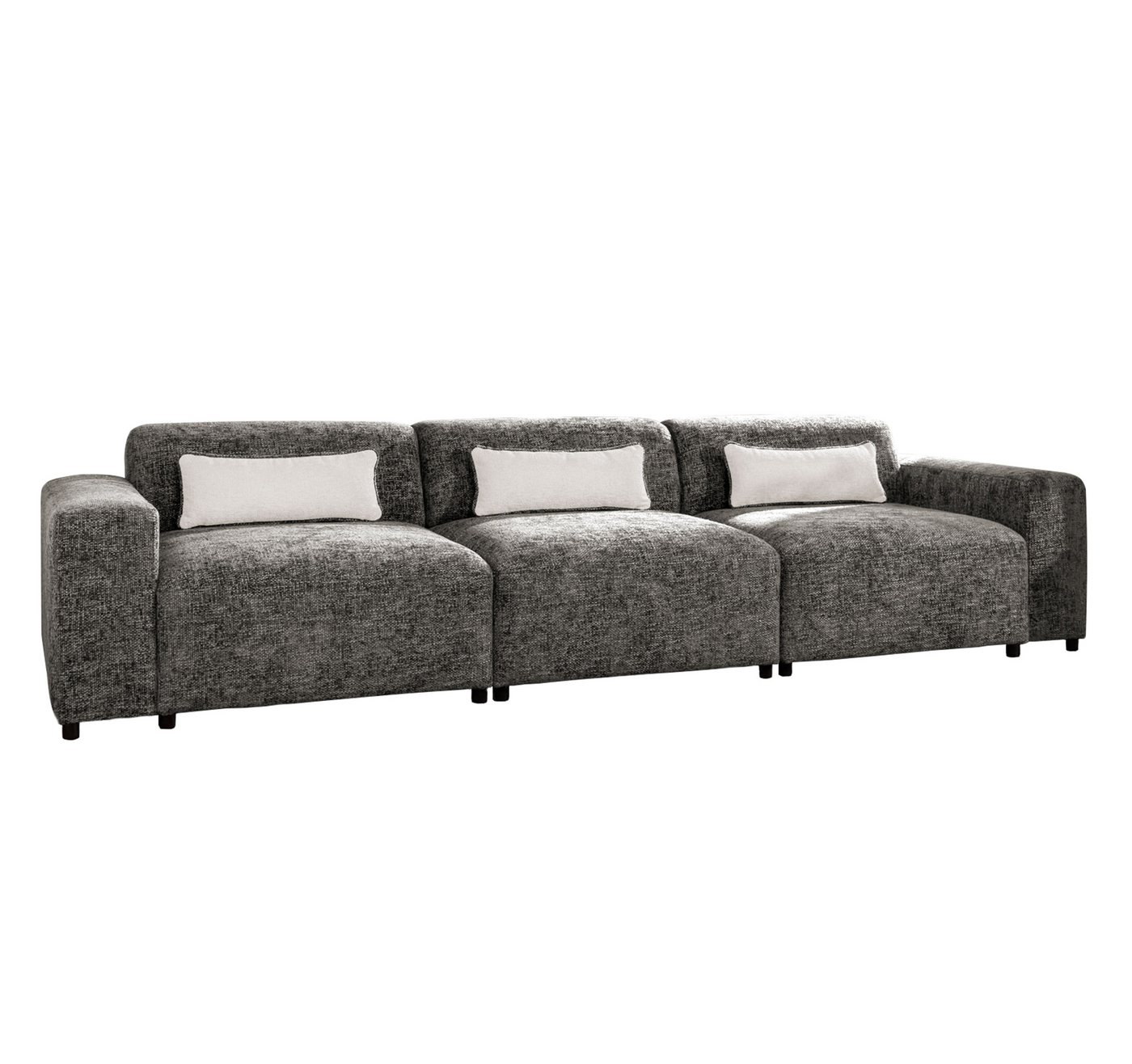 Furnix Sofa ROLIA 3-Sitzer moderne Polstercouch mit Armlehnen, hochwertiger Chenille-Stoff, Massivholz-Füße, 3 Zierkissen von Furnix