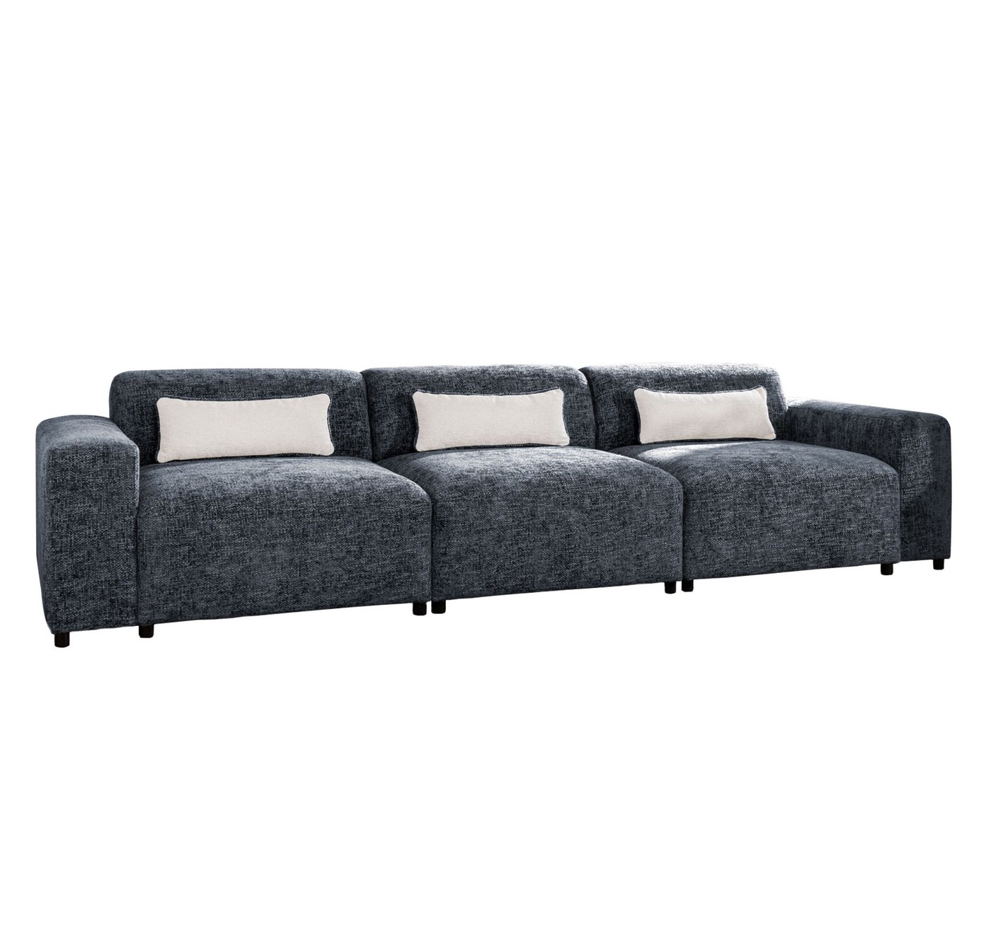 Furnix Sofa ROLIA 3-Sitzer moderne Polstercouch mit Armlehnen, hochwertiger Chenille-Stoff, Massivholz-Füße, 3 Zierkissen von Furnix