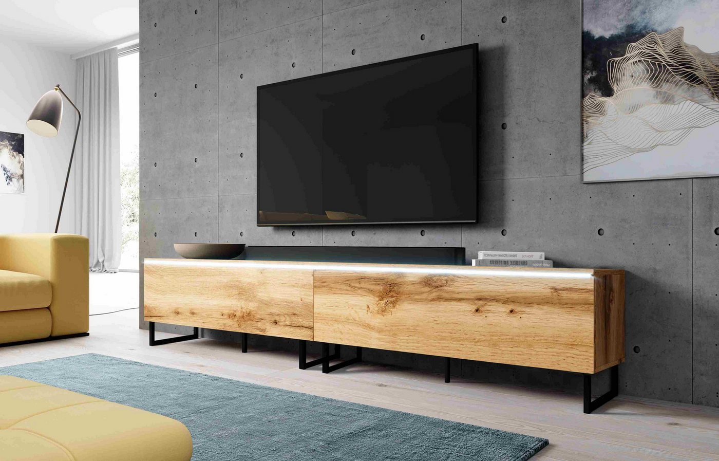 Furnix TV-Board BARGO-200 (2x100cm) Lowboard mit Metall-Stellfüßen, moderne grifflose Oberfläche von Furnix