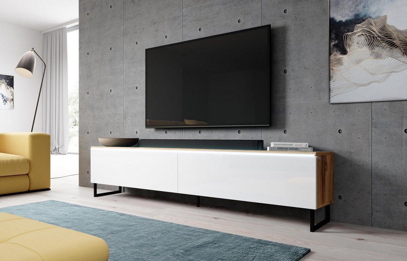 Furnix TV-Board BARGO TV-Schrank mit Metallfüßen OHNE LED, B180 x H34 x T32 cm von Furnix