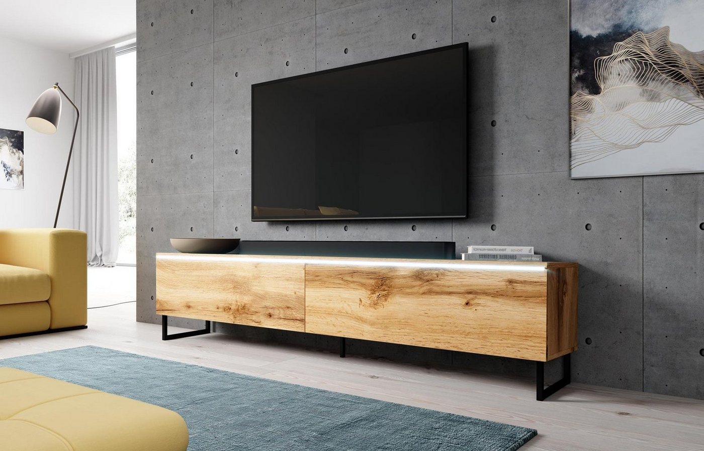 Furnix TV-Board BARGO TV-Schrank mit Metallfüßen OHNE LED, B180 x H34 x T32 cm von Furnix