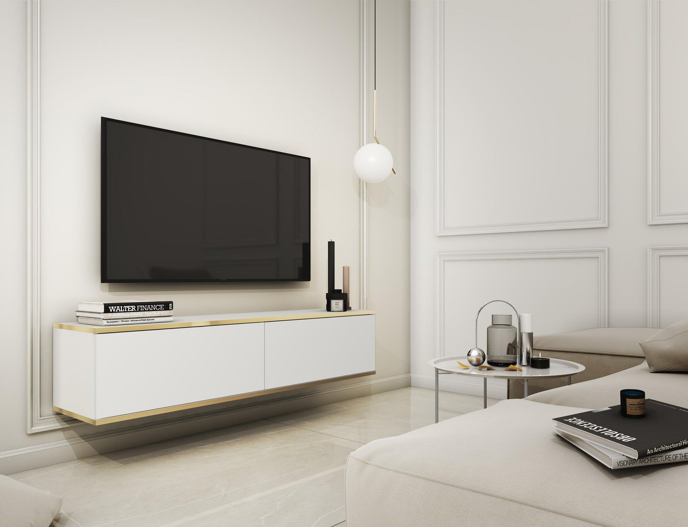 Furnix TV-Board LIWIA 135 TV-Schrank, Fernsehschrank mit Zierleisten, B135 x H30 x T32 cm von Furnix