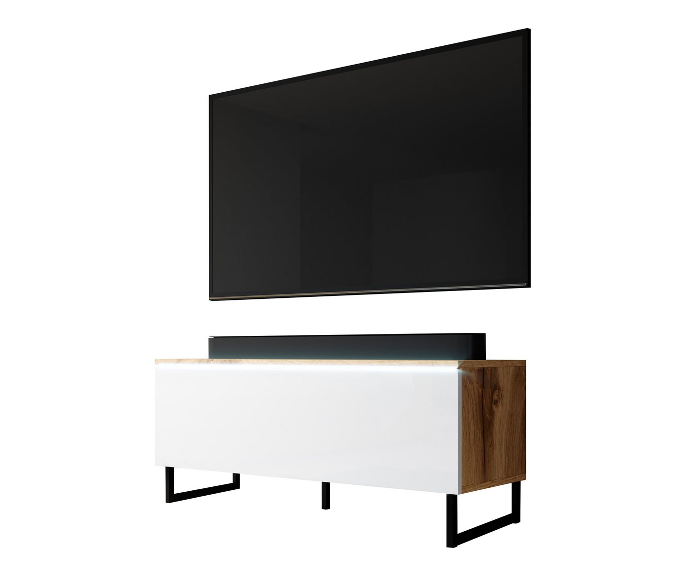 Furnix TV-Schrank BARGO 100 TV-Kommode ohne LED-Beleuchtung mit Stellfüßen Maße 100x46x32 cm, klare grifflose Front, pflegeleicht von Furnix