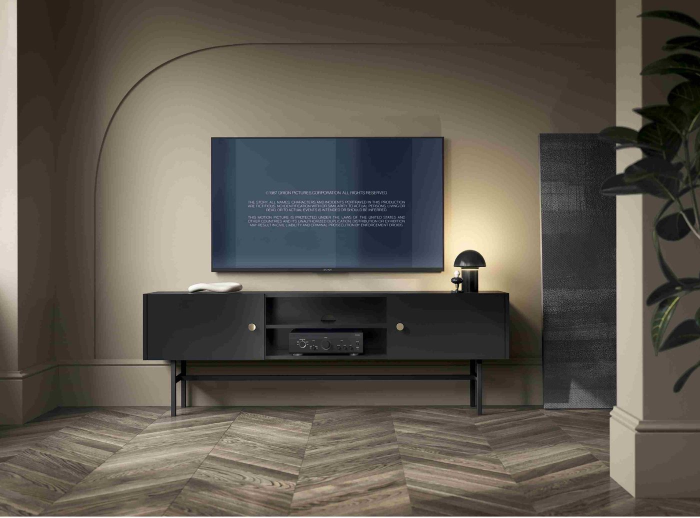Furnix TV-Schrank Taylie Design Metall Fernsehschrank mit Türen & Stellfüßen Auswahl von Furnix