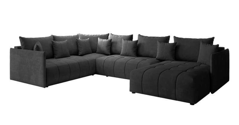 Furnix Wohnlandschaft ASVIL BIS Polstercouch in U-Form mit Bettkasten und Kissen Farbauswahl, Masse 345 x 180/229 x 80 cm, gemütlich und funktional von Furnix