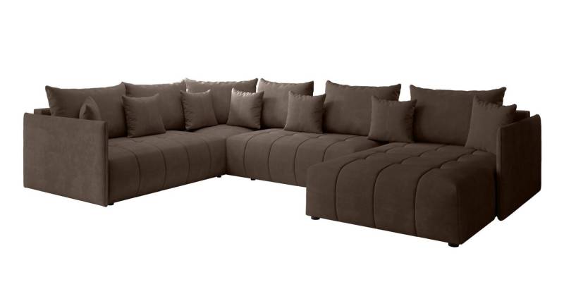 Furnix Wohnlandschaft ASVIL BIS Polstercouch in U-Form mit Bettkasten und Kissen Farbauswahl, Masse 345 x 180/229 x 80 cm, gemütlich und funktional von Furnix