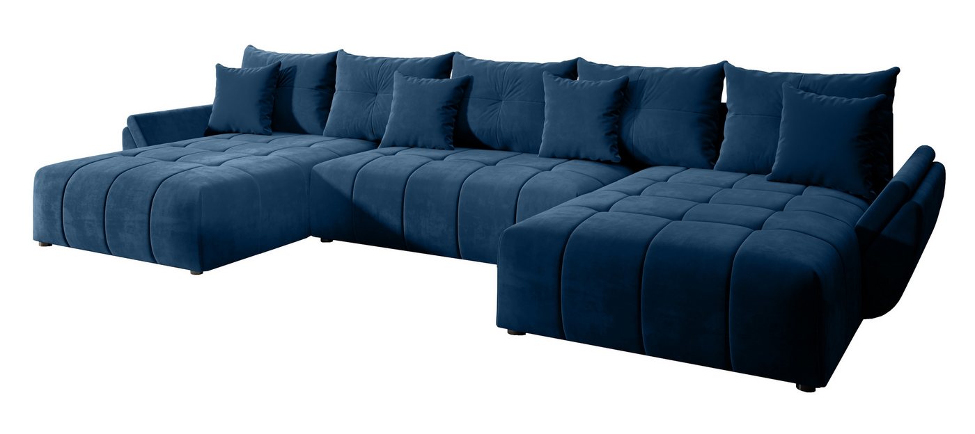 Furnix Wohnlandschaft Amarra Polstercouch in U-Form mit Schlaffunktion Bettkasten Kissen, Maße 382x71/91x190 cm, hochwertige Polsterstoffe von Furnix