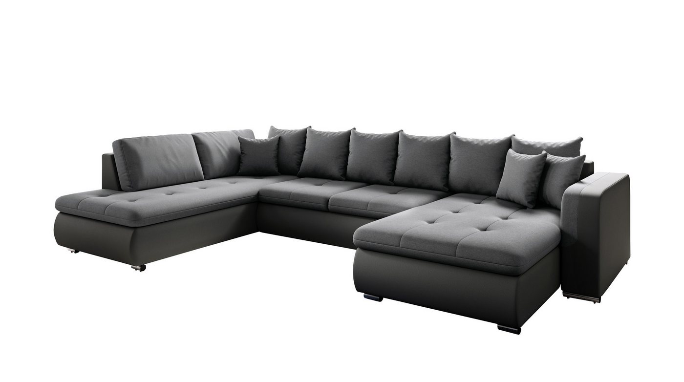 Furnix Wohnlandschaft FIORENZO XXL Sofa mit Schlaffunktion Sofakissen Couch U-Form 4 Farben, komfortabel, strapazierfähig, pflegeleicht & funktional von Furnix