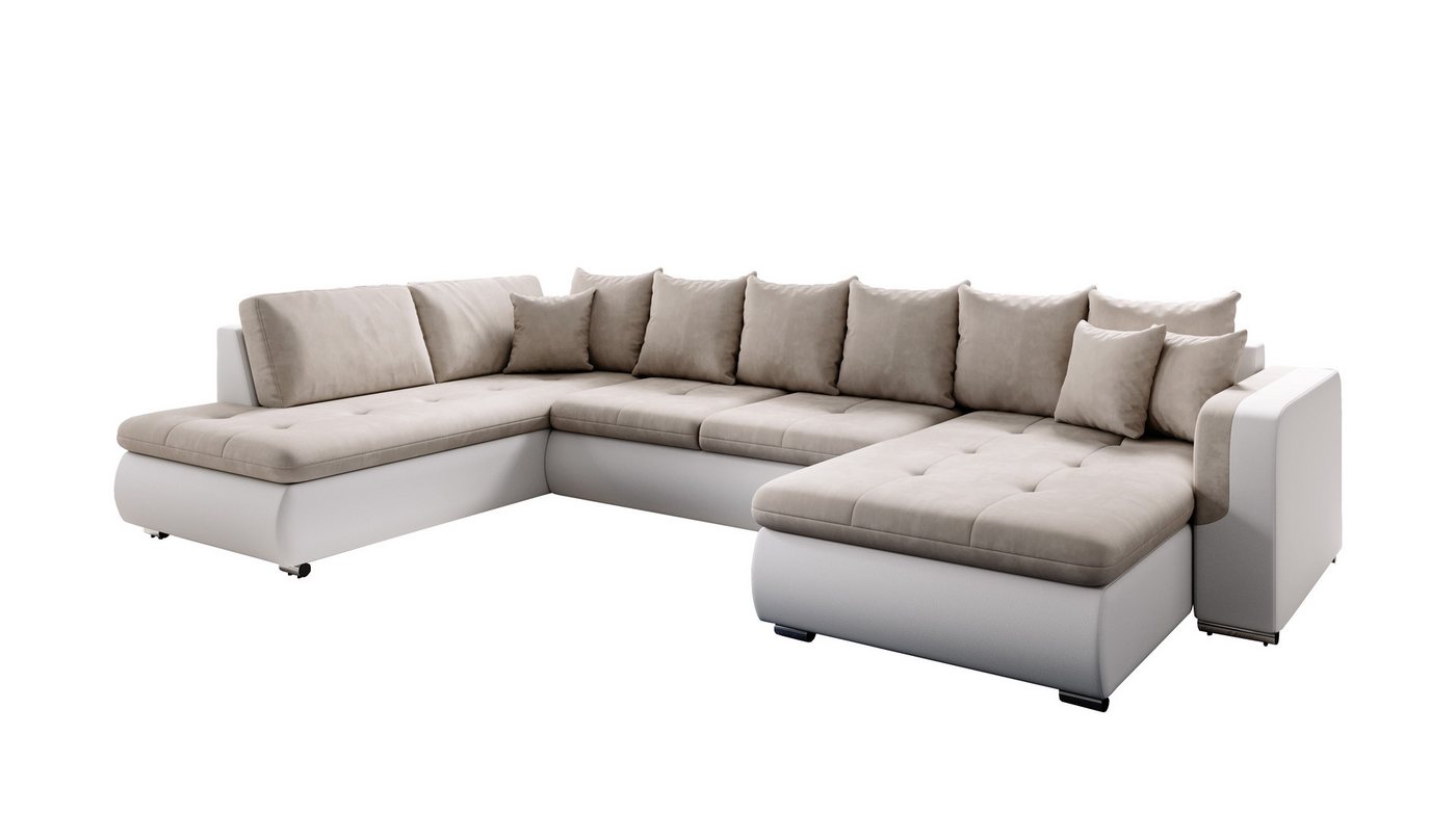 Furnix Wohnlandschaft FIORENZO XXL Sofa mit Schlaffunktion Sofakissen Couch U-Form 4 Farben, komfortabel, strapazierfähig, pflegeleicht & funktional von Furnix