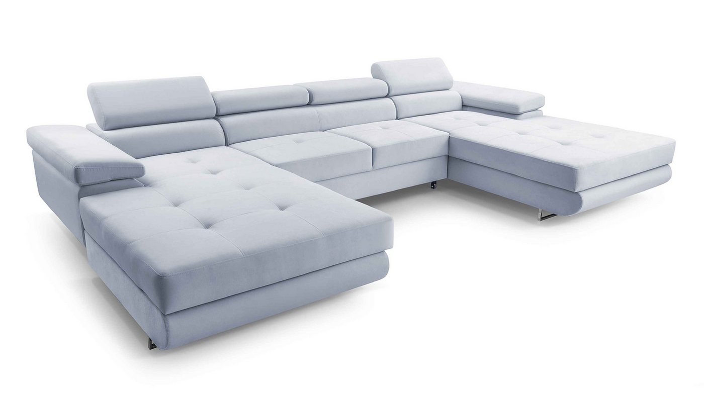 Furnix Wohnlandschaft NILLONA U Mini U-Sofa mit Schlaffunktion Bettkasten großzügig & bequem, Maße 352x90x202 cm, Schlaffläche 125x266 cm, Cord oder Feinstruktur von Furnix