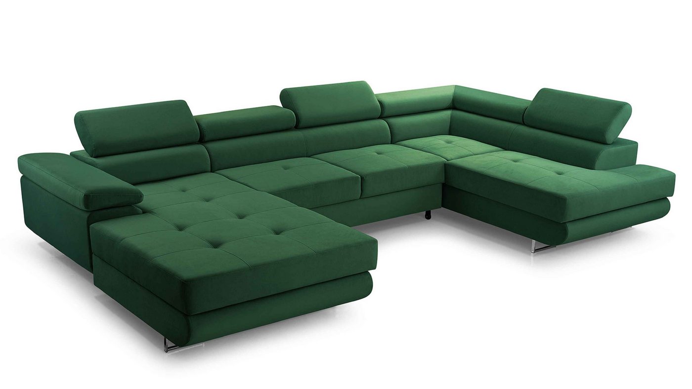 Furnix Wohnlandschaft NILLONA XL-Sofa in U-Form mit Schlaffunktion 2x Bettkasten, Maße 353x90x203 cm, einstellbare Kopfstützen und Armlehnen von Furnix