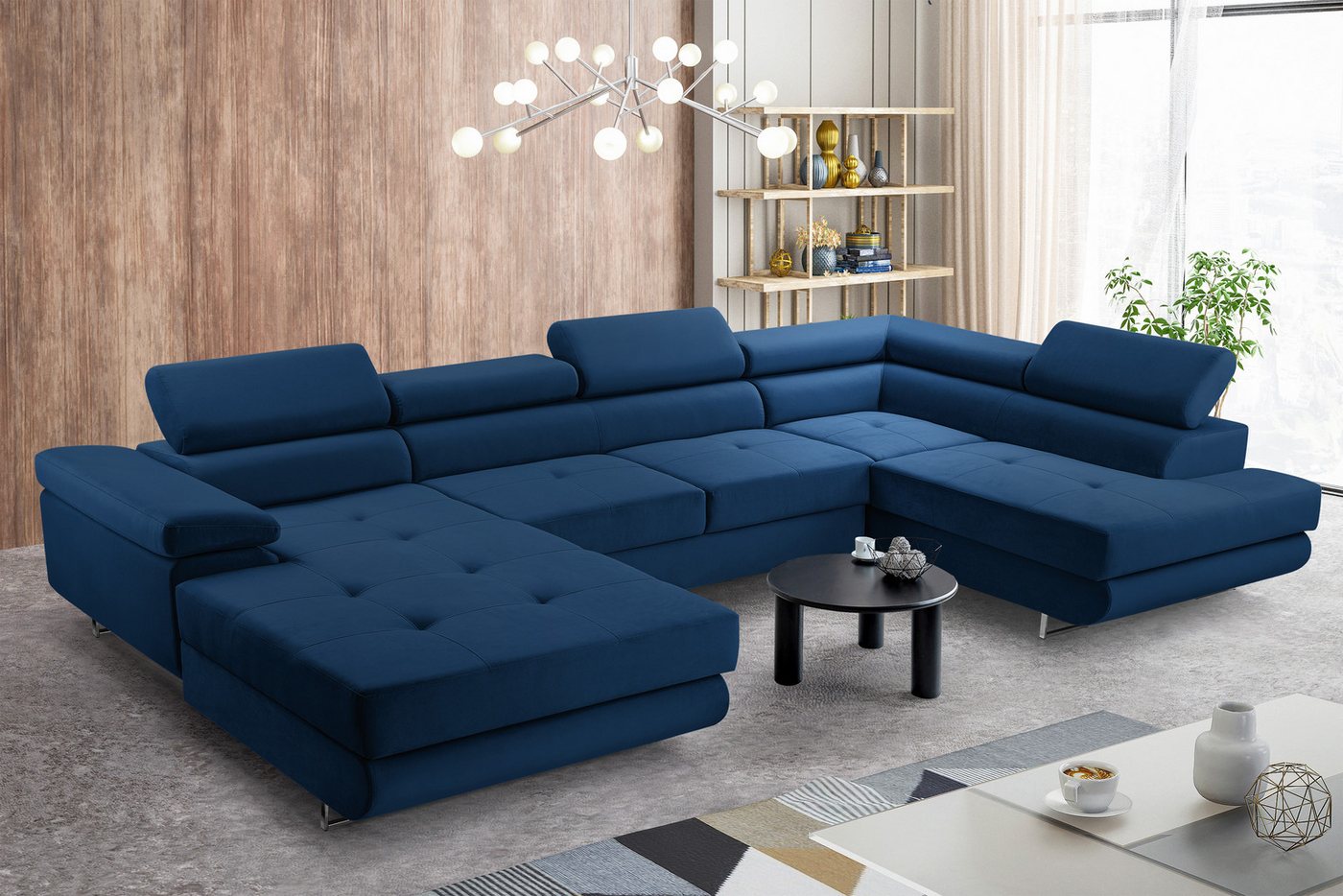 Furnix Wohnlandschaft NILLONA XL-Sofa in U-Form mit Schlaffunktion 2x Bettkasten, Maße 353x90x203 cm, einstellbare Kopfstützen und Armlehnen von Furnix