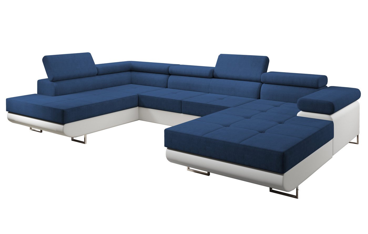 Furnix Wohnlandschaft Zante Couch Schlafsofa U-Sofa mit Schlaffunktion Leder-Optik, Maße BxHxT: 345x90x202 cm, mit Bettkasten, verstellbare Kopfstützen von Furnix