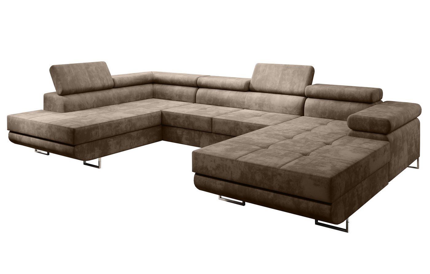 Furnix Wohnlandschaft Zante Sofalandschaft U-Sofa mit Schlaffunktion und 2 Bettkästen, Maße BxHxT: 345x90x202 cm, hochwertiger Polsterstoff in Samtoptik von Furnix