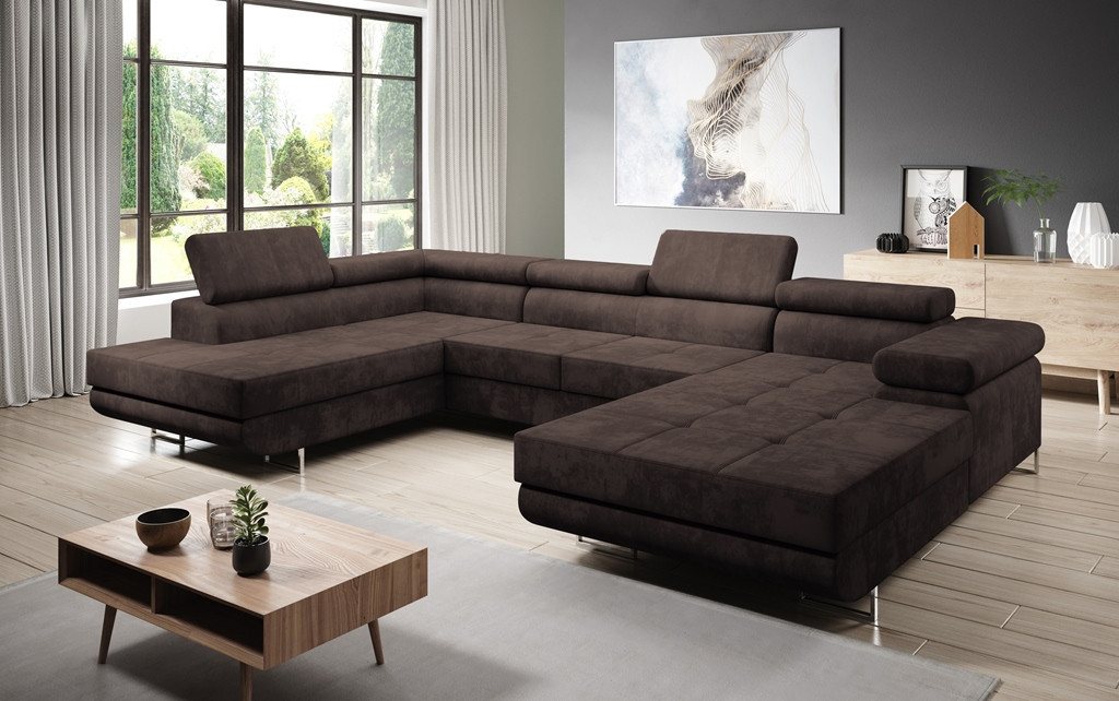 Furnix Wohnlandschaft Zante Sofalandschaft U-Sofa mit Schlaffunktion und 2 Bettkästen, Maße BxHxT: 345x90x202 cm, hochwertiger Polsterstoff in Samtoptik von Furnix