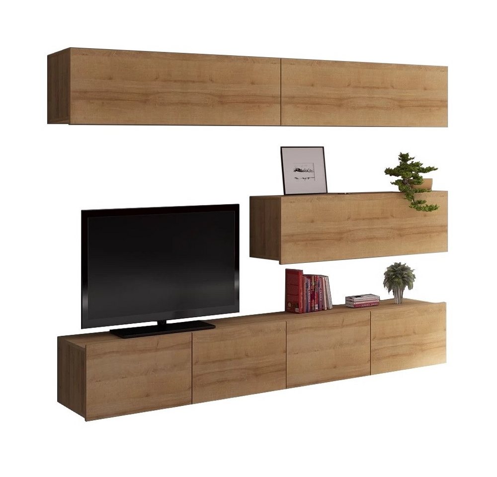 Furnix Wohnwand PUNE8 Mediawand mit TV-Schrank 5-tlg. Loft 210 cm Auswahl, Segment stehend oder hängend- Metallfüße inklusive, ohne LED von Furnix